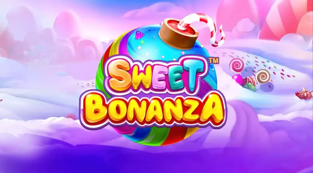 Slot Sweet Bonanza avec fruits et bonbons sur fond animé